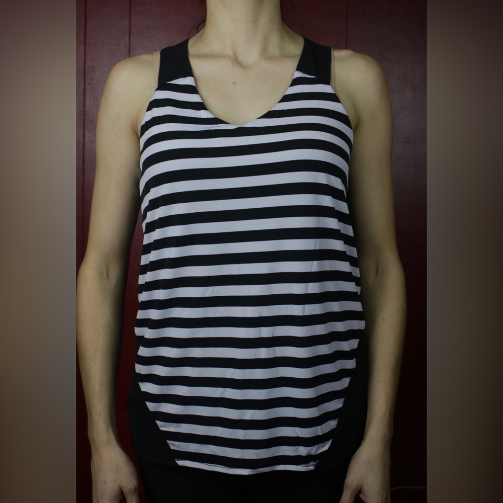 Worthington - Black and White Striped Racerback Blouse
